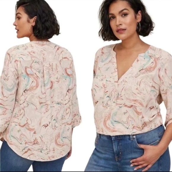 Torrid Harper Crepe de Chine Pullover V-neck Blouse Size 4X - Picture 1 of 11